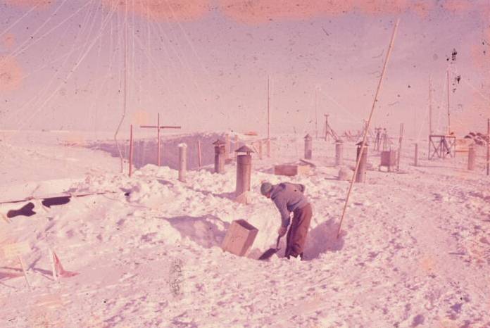 Digging for snow for melt tank